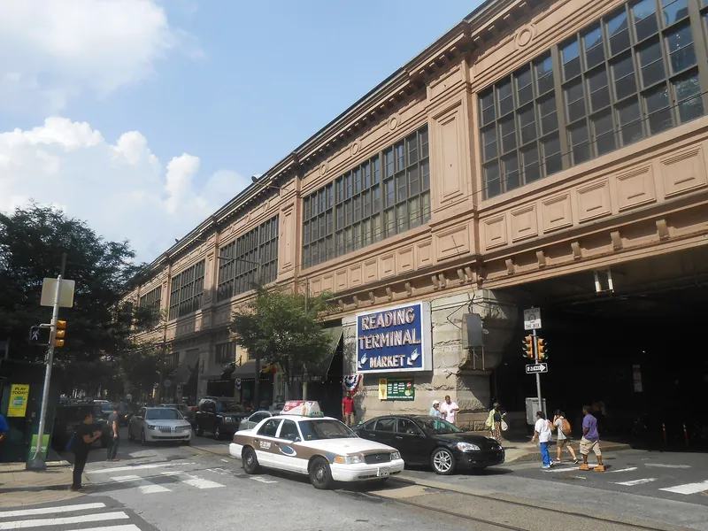 Reading Terminal Market building and sign along 12th Street